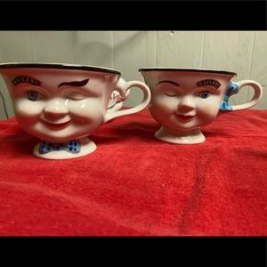 Vintage Bailey Irish Coffee Mugs Winking Eyes Face